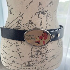 Black Leather Belt with 3 Interchangeable Buckles